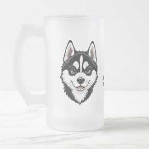 Süßer sibirischer Husky-Welpe Mattglas Bierglas