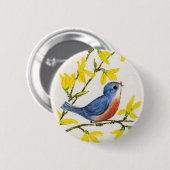 Süßer singender blauer Vogebaum Button (Vorne & Hinten)