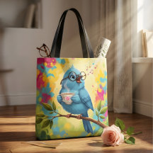 Süßer singender blauer Vogel Stylischer Tote | Süß