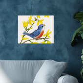 Süßer singender blauer Vogelbaum Poster