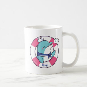 Süßer singender Matrose-Delfin, personalisiert Kaffeetasse