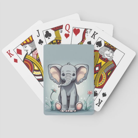 Süßer sitzender Elefant Spielkarten (Rückseite)