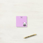 Süßer sitzender Panda-Monogramm Lila Post-it Klebezettel (Auf Schreibtisch)