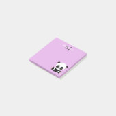 Süßer sitzender Panda-Monogramm Lila Post-it Klebezettel (angewinkelt)