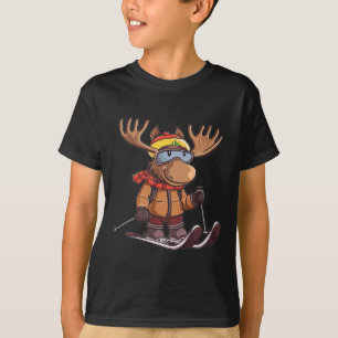 Süßer Skifahrender Elch T-Shirt