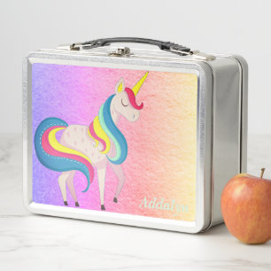 Süßer skurriler Regenbogen-Einhorn-Name Metall Brotdose