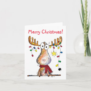 Süßer skurriler Weihnachtselch Karte