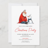 Süßer skurriler Weihnachtsmann Aquarell-Weihnachts Einladung (Vorderseite)