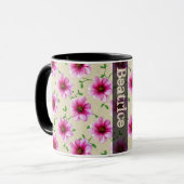 Süßer Sommer-botanische rosa Blume mit Namen Tasse (Vorderseite Links)
