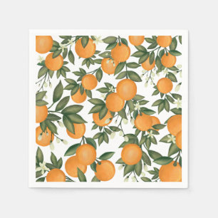 Süßer Sommerzitrus Botanische Orangen Grüne Serviette