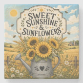 Süßer Sonnenschein & Sonnenblumen Steinuntersetzer (Vorderseite)