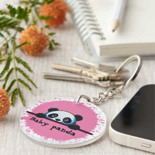 Süßer spähender Baby-Panda-Rosé-Spritz-Anhänger Schlüsselanhänger