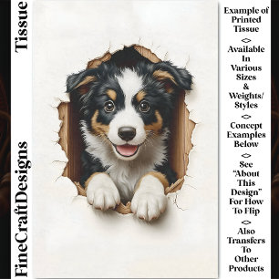 Süßer spähender Border Collie Hund Welpe CN7 Décou Seidenpapier