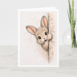 Süßer spähender Hase Blank Aquarell Kaninchen Karte