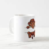 Süßer spähender Mammut-Name-Frame-Split-Monogramm Kaffeetasse (Vorderseite Links)