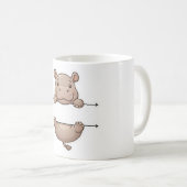 Süßer spähender Nilpferd-Name-Frame-Split-Monogram Kaffeetasse (VorderseiteRechts)