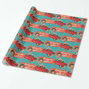 Süßer Spaß Retro Vintage Weihnachten Spielzeugauto Geschenkpapier