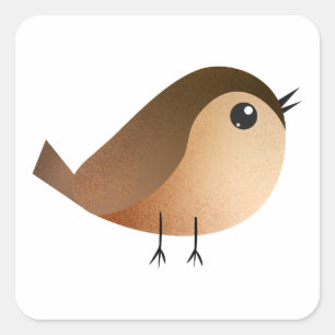 Süßer Spatzen-Vogel-Cartoon Quadratischer Aufkleber