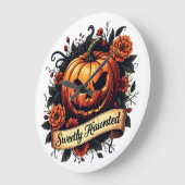 Süßer Spuk Vintager Kürbis | BlumenHalloween Große Wanduhr (Winkel)