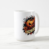 Süßer Spuk Vintager Kürbis | BlumenHalloween Kaffeetasse (VorderseiteRechts)