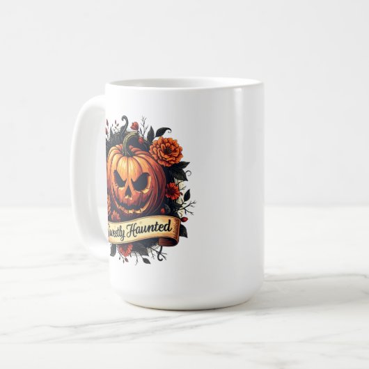 Süßer Spuk Vintager Kürbis | BlumenHalloween Kaffeetasse (Vorderseite Links)