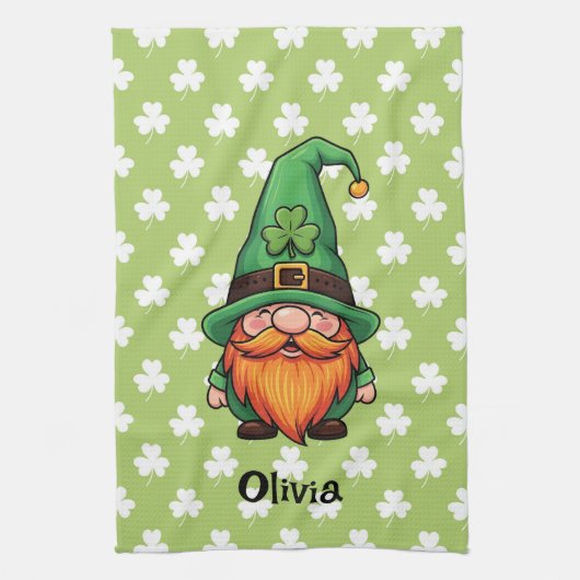Süßer St. Patrick's Day Glücks-Kobold-Gnom  Geschirrtuch (Vertikal)