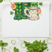 Süßer St. Patrick's Day Gnom, der Kaffee trinkt Geschirrtuch (Gefaltet)