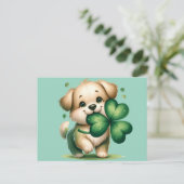 Süßer St. Patrick's Day-Welpe Postkarte (Stehend Vorderseite)