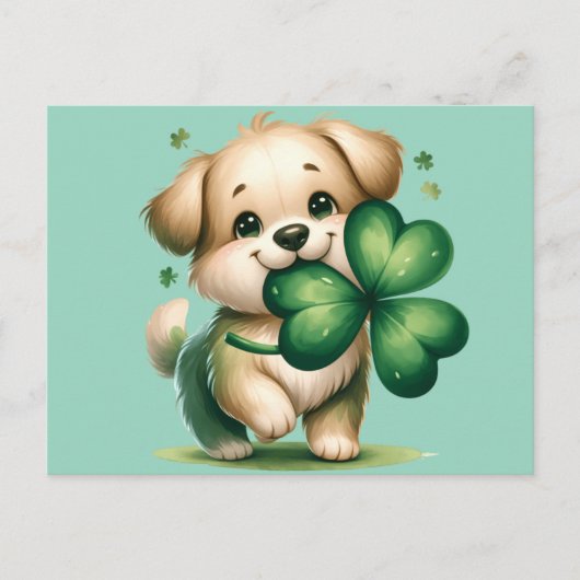 Süßer St. Patrick's Day-Welpe Postkarte (Vorderseite)
