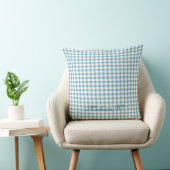 Süßer staubblauer Gingham-Muster Kissen (Stuhl )