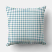 Süßer staubblauer Gingham-Muster Kissen (Rückseite)