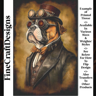 Süßer Steampunk-Bulldogge mit Schutzbrille BD3 Dec Seidenpapier