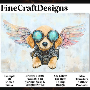 Süßer Steampunk fliegender Welpenhund AW3 Decoupag Seidenpapier