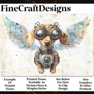 Süßer Steampunk-Flying-Dachshund AW2 Decoupage Seidenpapier