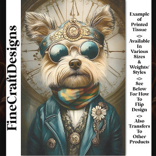Süßer Steampunk-Hund mit Schutzbrille, Schal BH6 D Seidenpapier