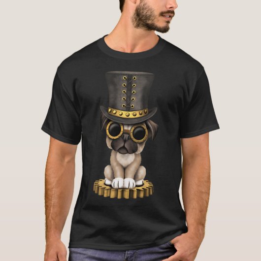 Süßer Steampunk-Mops-Welpe T-Shirt (Vorderseite)