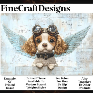 Süßer Steampunk Spaniel mit Flügeln AW1 Decoupage Seidenpapier
