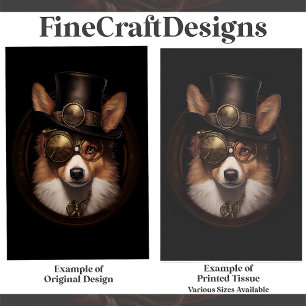 Süßer Steampunk Süßer Waliser Corgi Hund D5L Decou Seidenpapier