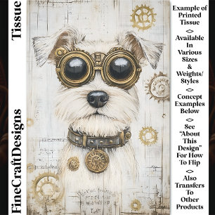 Süßer Steampunk weißer Hund mit Schutzbrille CY4 D Seidenpapier