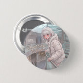 Süßer Stellar Engel: Anime-Mädchen mit silbernen H Button (Vorne & Hinten)