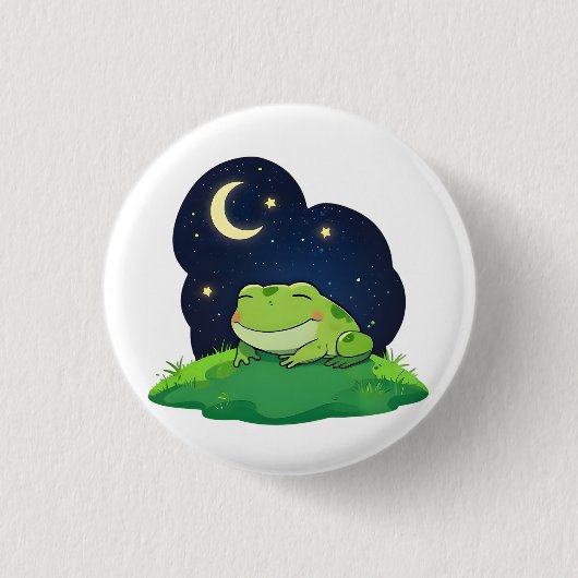 Süßer Sternengucker-Frosch Kawaii-Nachthimmeldesig Button (Vorderseite)