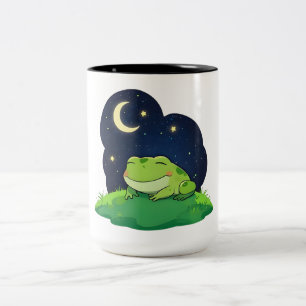 Süßer Sternengucker-Frosch Kawaii-Nachthimmeldesig Zweifarbige Tasse