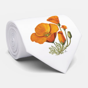 Süßer Stil Vintage Kalifornischer Mohn-Blumen Kraw Krawatte