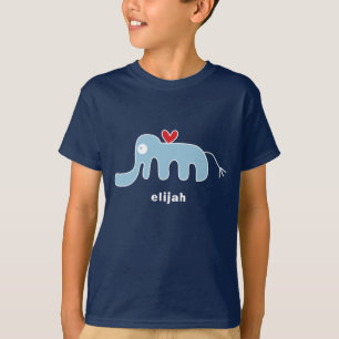 Süßer stilisierter Cartoon blauer Elefant Kinder T-Shirt