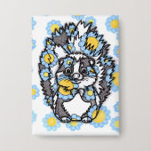 Süßer Stinktier mit blauen Blumen Rechteck Pinback Button (Vorderseite)