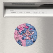 Süßer Stitch und Engel runder MagnetMagnet Magnet (In Situ (Geschirrspüler))