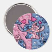 Süßer Stitch und Engel runder MagnetMagnet Magnet (Vorderseite/Rückseite)