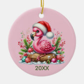 Süßer Strand rosa Flamingo Keramik Ornament (Vorne)