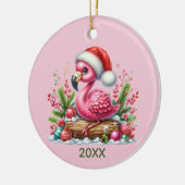 Süßer Strand rosa Flamingo Keramik Ornament (Links)