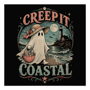 Süßer Strandgeist Gruseliger Küsten-Halloween Poster